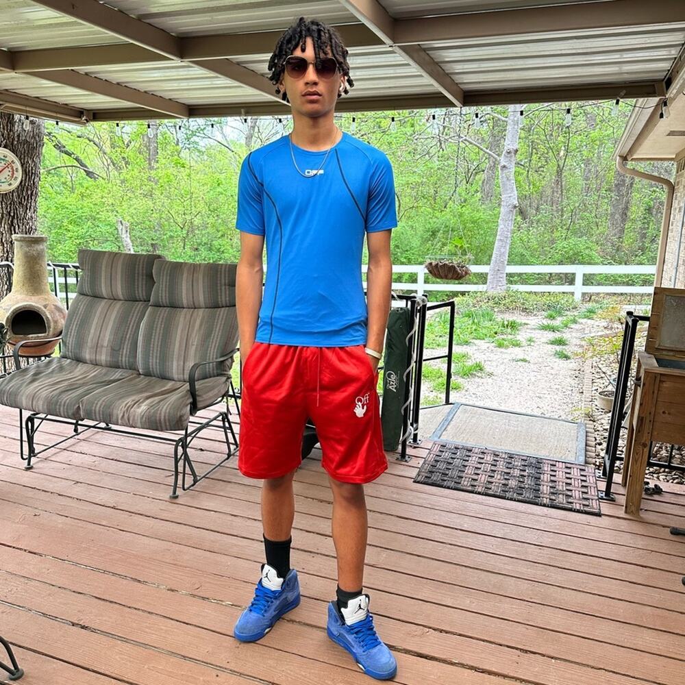 Off-White Hand Logo Shorts Red M